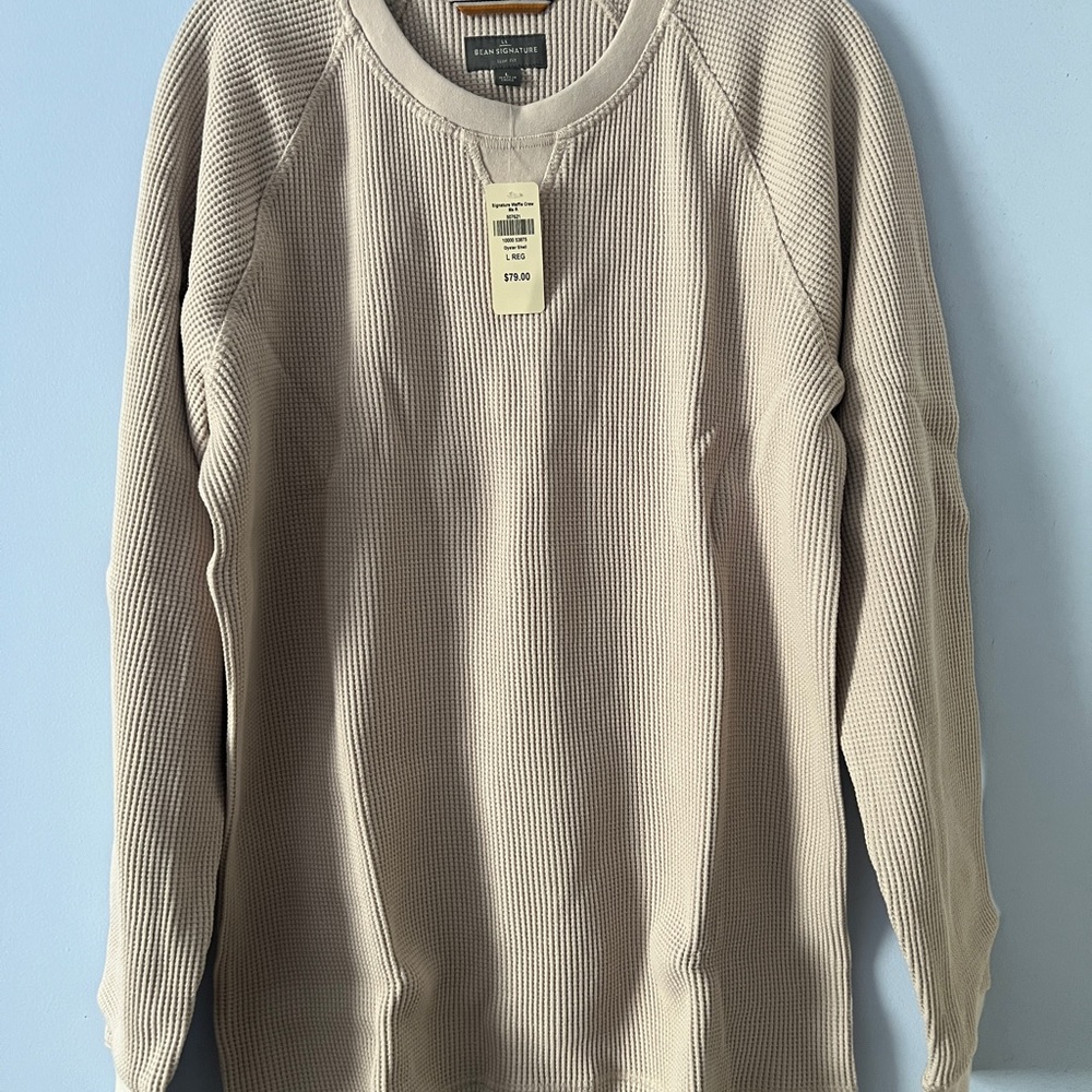 L.L. Bean Men's Oyster Crewneck Signature Waffle Shirt - NWT